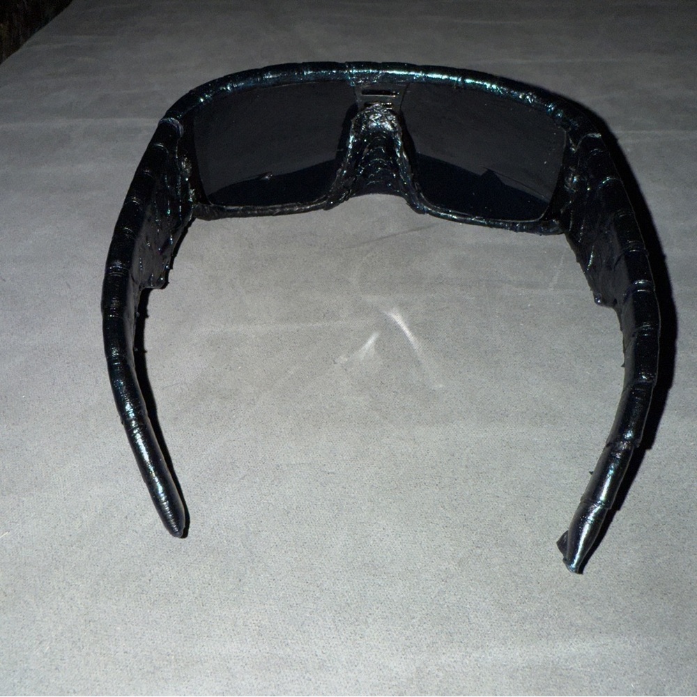 Futuristic Black Wraparound Genuine Python Sungla… - image 4